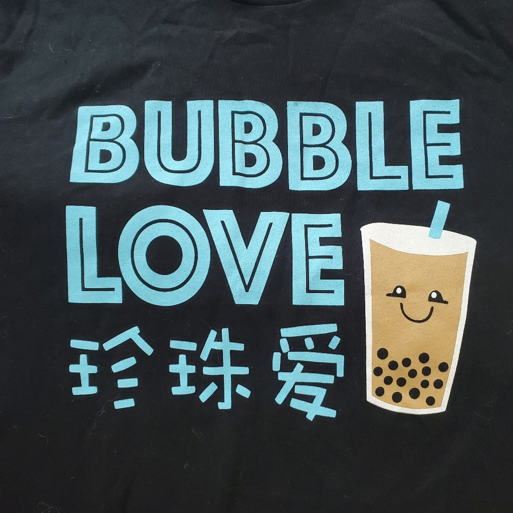 Bubble Love Womens Black Boba Tea Short Sleeve Cotton Shirt By CANVAS Size Small - Picture 3 of 8